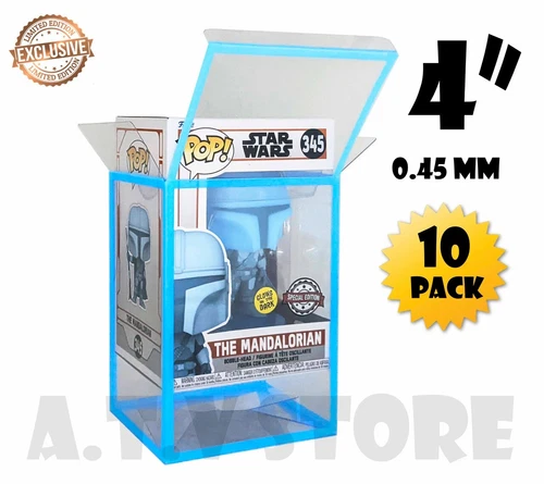 ATV Blue Glow In The Dark Protectors / cases for 4" Funko Pop Vinyls  Pack of 10