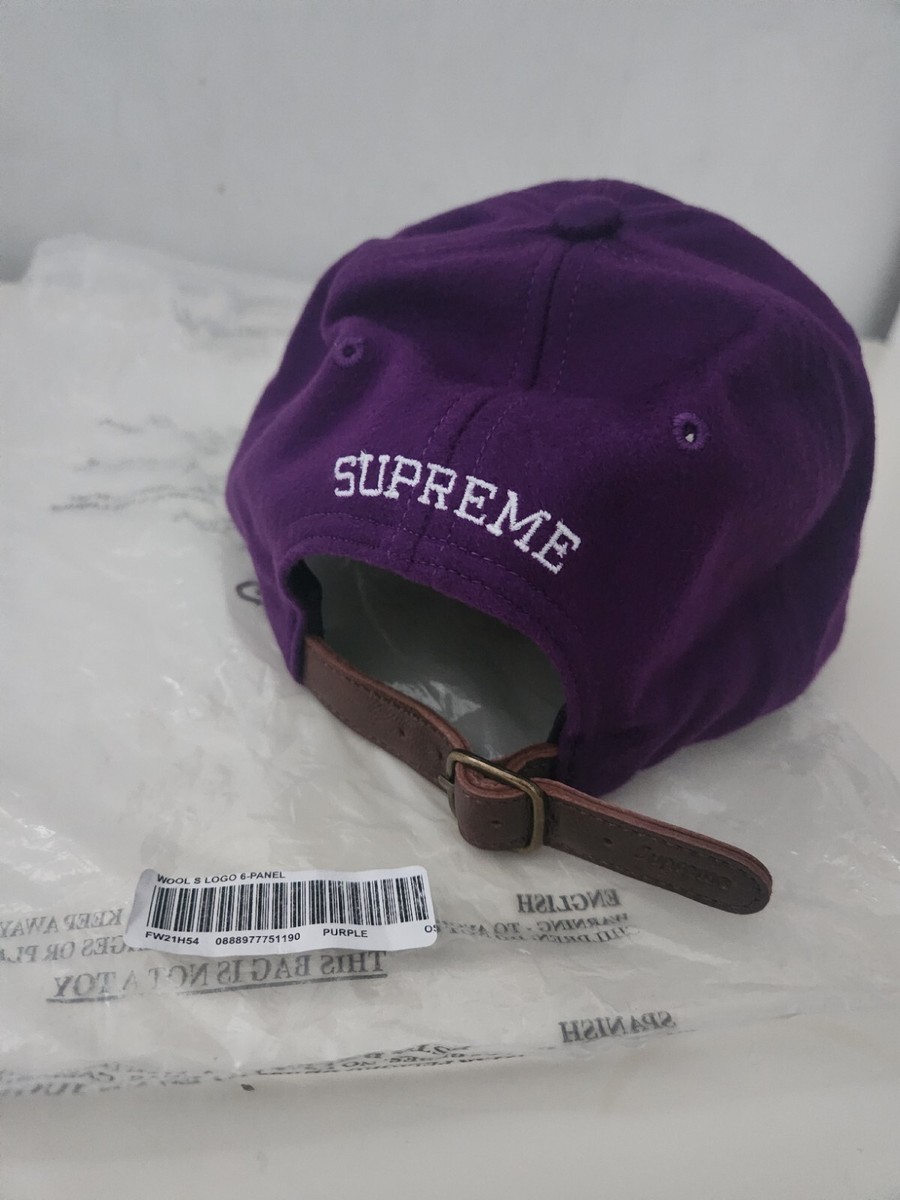 FW21 Supreme Loro Piana Wool S Logo 6-panel cap Purple Hat