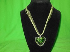 Handcrafted Necklace with Heart Art Glass Pendant