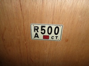 Bicycle 1953 Metal License Plate RA500 CT 