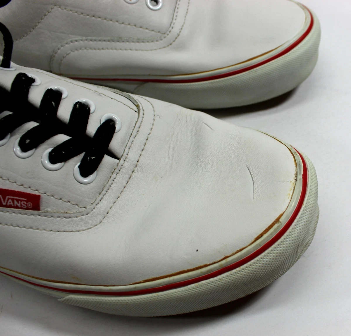 White vans leather laces cheap
