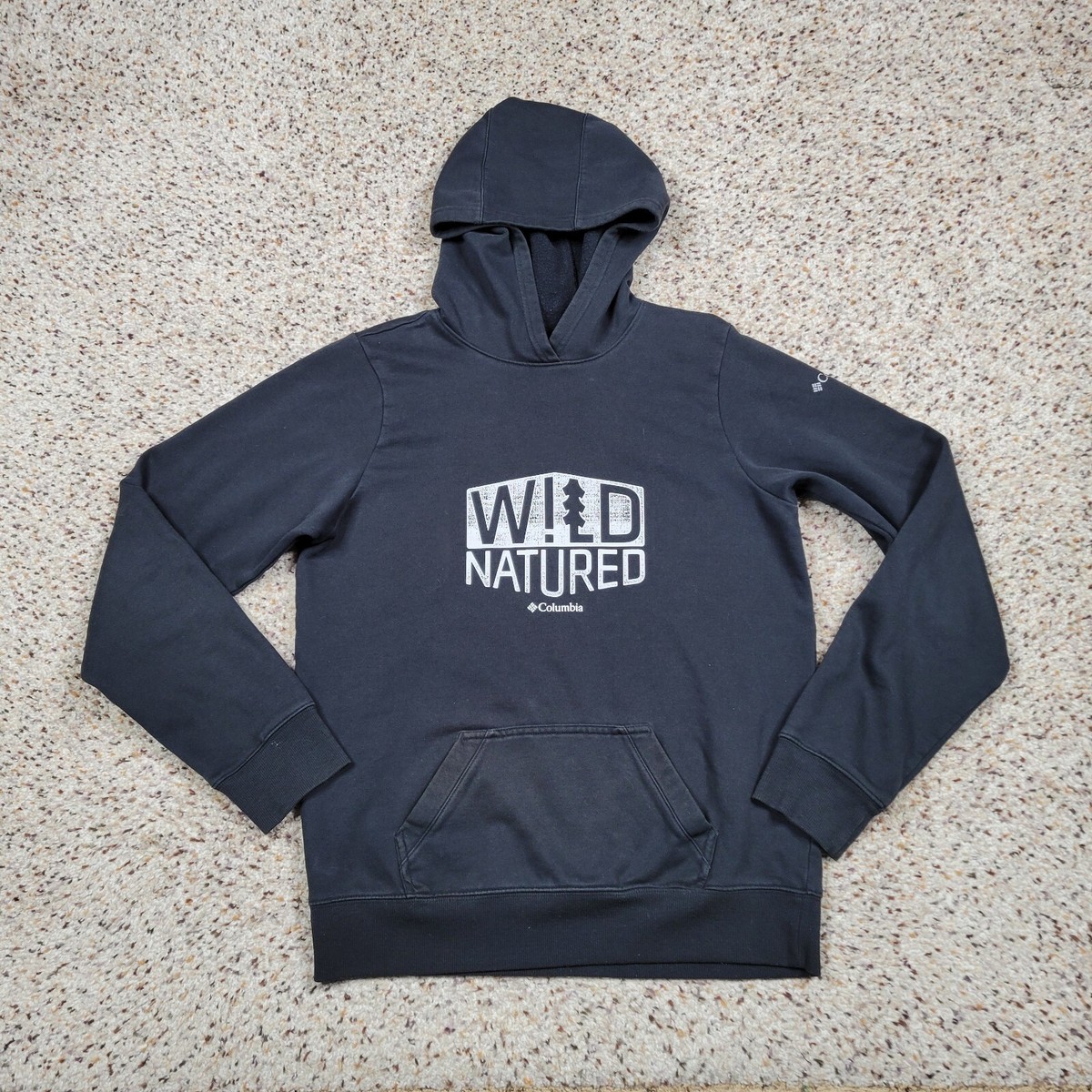 Columbia Hoodie Boys XL Black White Logo Sweatshirt Sweater Outdoors Kids  A1*