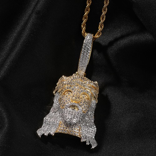 Hip Hop Jesus Pendant Necklace 5A Zircon 18k Real Gold Plated Religious Jewelry - Picture 7 of 18
