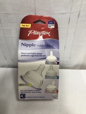 Playtex Nipple Variety Pack 3m+ MEDIUM Flow Distinct Silicone
