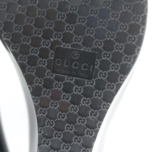 Gucci Marola Interlocking GG Peep Toe Jelly Wedge Pumps Black Size 38 NEW - Picture 15 of 16