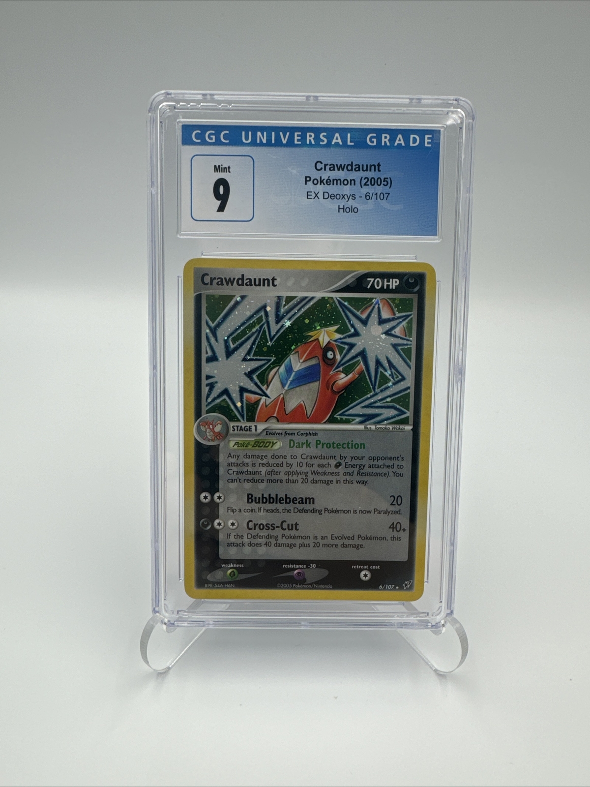 2005 Pokemon EX Deoxys Holo Rare Crawdaunt 6/107 CGC 8 NM - Mint