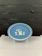 Wedgwood Jasper Ware blau und wei&szlig; ovales Tablett 10" x 7,5"