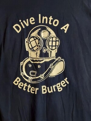 J's Burger Dive Tshirt Mens Large Hamilton Missouri Gilden Heavy Cotton Blue