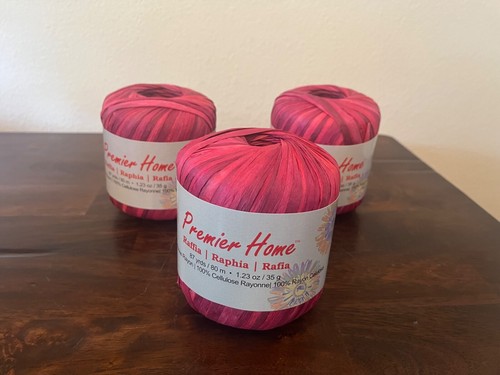 Neu Menge 3 Premier Home Raffia Garn roter Ahorn 99-09 #4 mittleres Gewicht 1,23oz - Bild 2 von 6