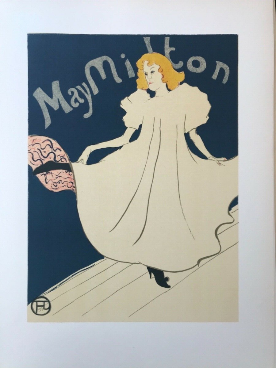 TOULOUSE-LAUTREC 'May Milton' vintage lithograph 1946 32x45cm