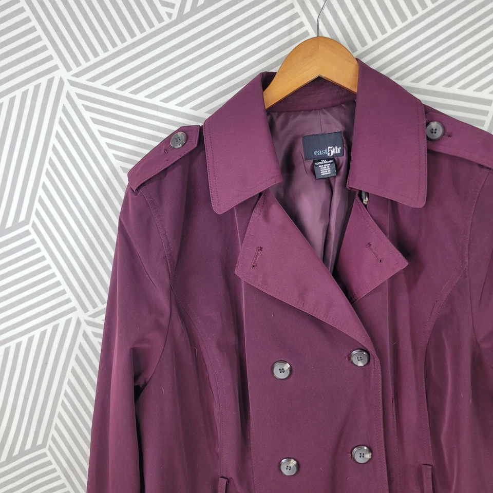 Gabardina Easy 5th Talla Grande 1X Chaqueta Abotonada Borgoña Rojo Púrpura Detective Foto 2 de 4