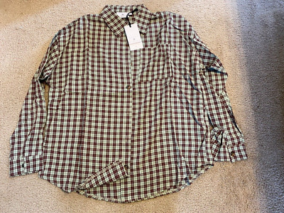 NWT - ASOS Daisy Street Green/Brown Plaid Oversized Button Down Shirt - Size M