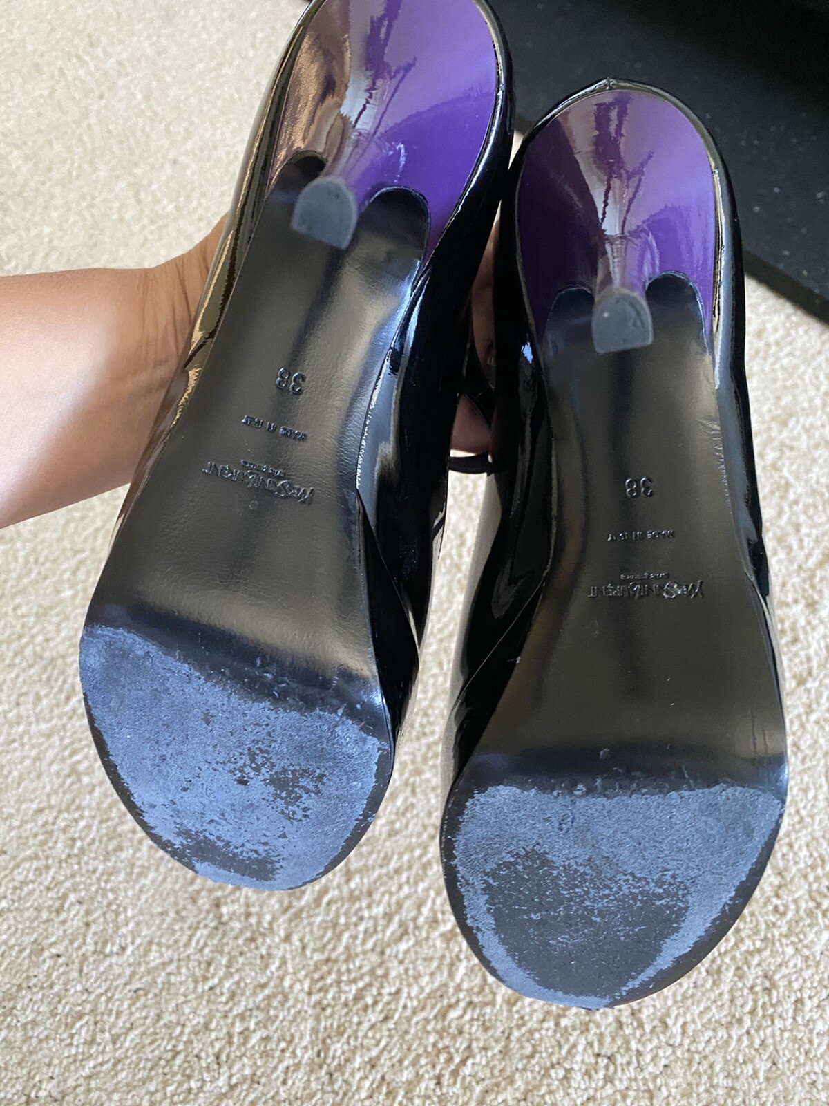 SAINT LAURENT YSL tribute tribtoo patent nero viola 38