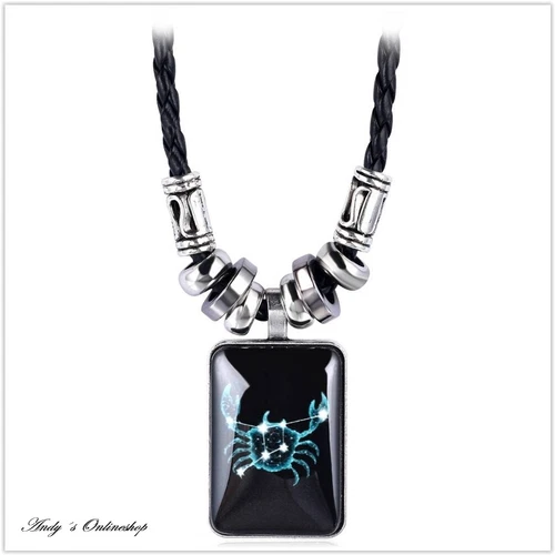 Sternzeichen Leder Halskette mit Anhänger Kette 12 Sternzeichen Geschenk Unisex - Bild 11 von 21