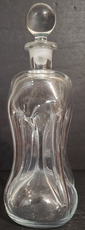 Holmegaard Clear Pinched Glass Decanter & Stopper 11" Tall