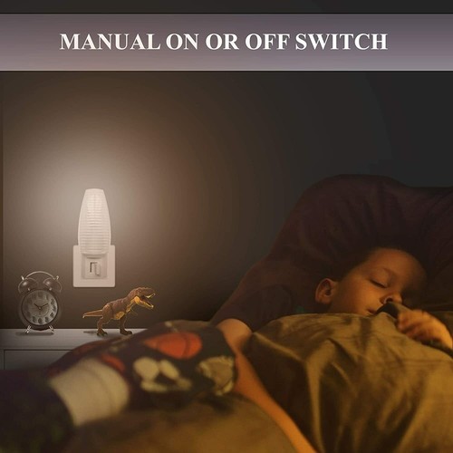 2 Pack Night Lights On Off Switch Bright White Light Nite Wall Plug