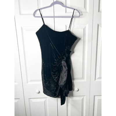 black velvet square neck mini dress Miss Circle Women's Catrina Black Velvet Square Neck Bow-Tie Mini Dress main image 1