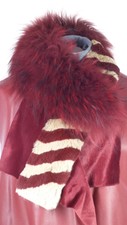 Pinko Red Eco Leather Vest Coat Waistcoat Jacket Raccoon Fur Collar Size Uk 10