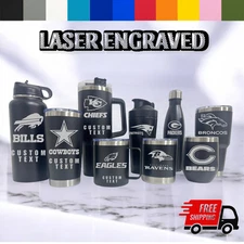 YOUR NFL TEAM LOGO | ENGRAVED TUMBLERS |CUSTOM |FREE PERSONALIZATION | ALL SIZES