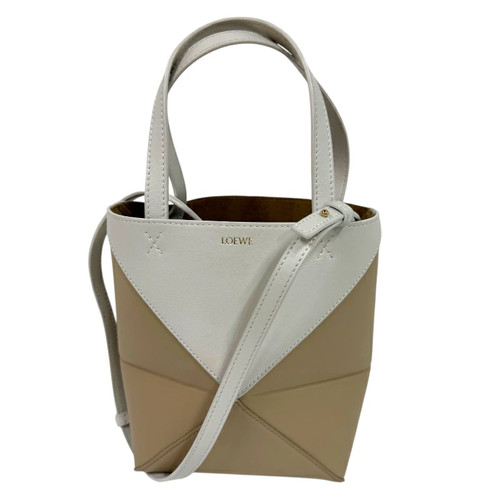 LOEWE Puzzle Fold Tote Mini Ivory Calf Shoulder Bag