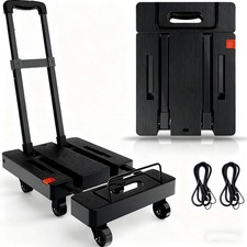 500lb Folding Hand Truck 6 Wheels Utility Dolly Cart w 2 Bungee Cords