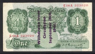 GB KGVI PEPPIATT B239A £1 ONE POUND BANKNOTE RARE 1941 GUERNSEY OVERPRINT