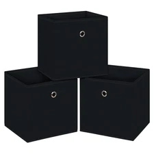 Black Foldable Storage Cubes Bins 11 Inch Cloth Fabric Box Organizer Baskets