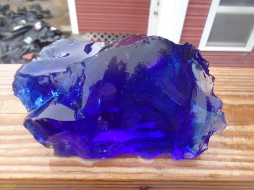 Glass Rock Slag Clear Pretty Cobalt Blue Rocks 5.0 lbs 40D Landscaping Aquarium