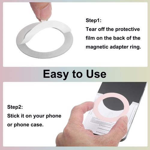 6Pcs Magnetic Sticker Ring, Magnetic Adapter Ring, Pink - Afbeelding 3 van 8