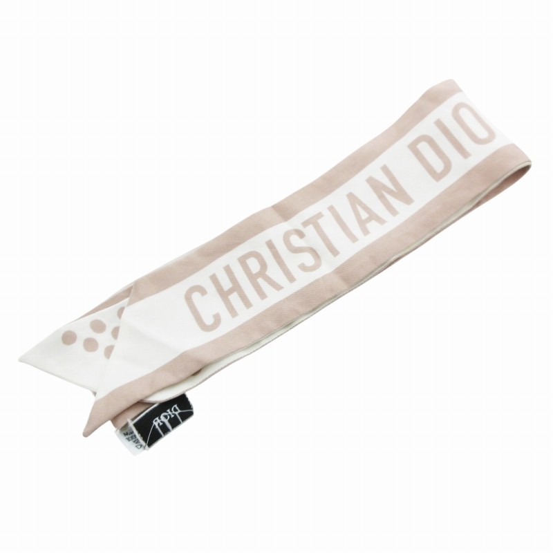 Dior Mitzah Scarf Logo Dot Pattern White Beige /Ho Aa Gy19 Women's Authentic