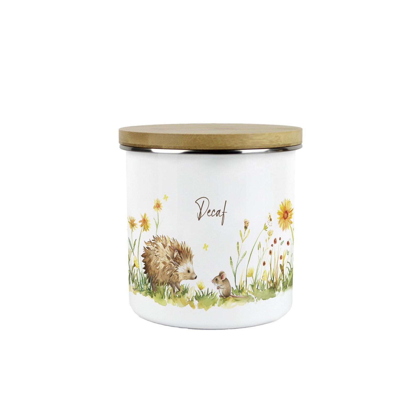 Hedgehog & Mouse Medium Decaf Canister - Cute Kitchen Caddy 600ml Storage Gift