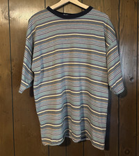 Bugle Boy Striped Short Sleeve Shirt Multicolor XL 90s Made in USA