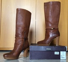 stivali donna vera pelle Frau color cuoio n.38, tacco 10 cm