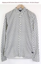 SCOTCH  SODA Ams Couture Men's Shirt M White Navy Cotton Pattern Long Sleeve
