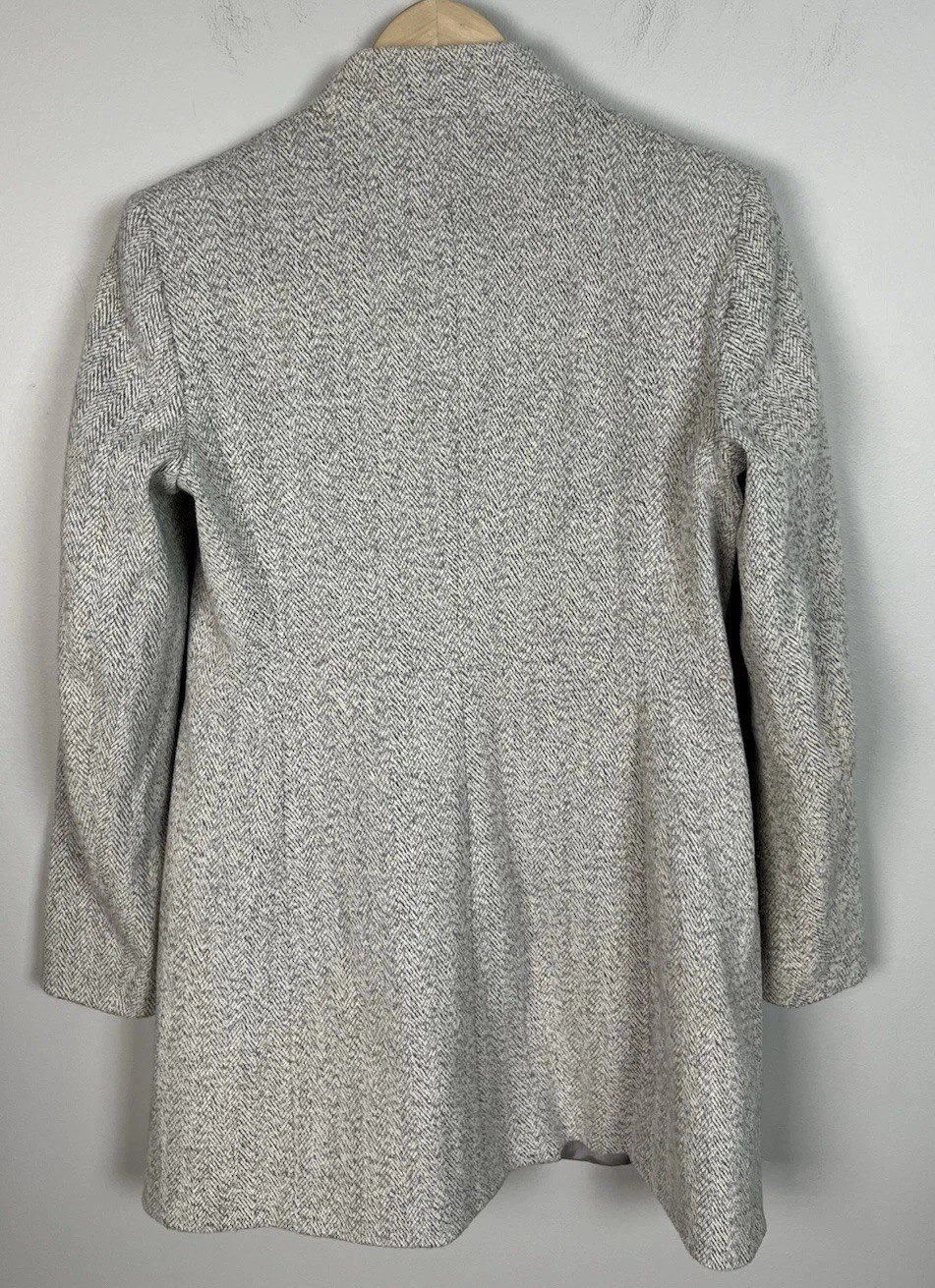 Zara Basic Herringbone Knit Peacoat Lined Cotton … - image 2