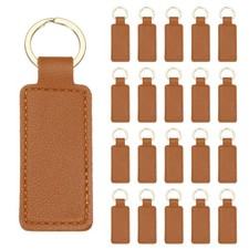 24 Pcs Leather Laser Engraving Keychain Blanks Light Brown, 2.8"x1"