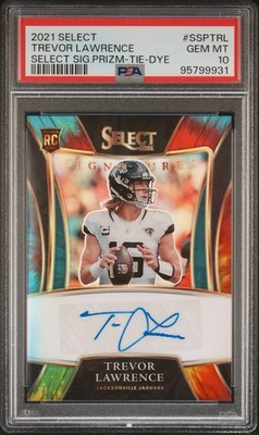 2021 Select Trevor Lawrence Tie-Dye Prizm Rookie Auto 7/25 PSA 10 RC SSP-TRL