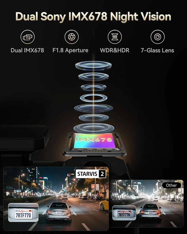 REDTIGER F77 Dash Camera 4K+4K Starvis2 128GB 5.8GHz WIFI Voice Control - image 4 of 4