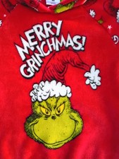 The Grinch Merry Grinchmas Girl's Soft Hoodie Medium 10/12 Red Christmas Hooded