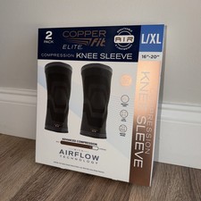Copper Fit Elite Compression Knee Sleeve 2 Pack L/XL 16-20" Airflow Technology