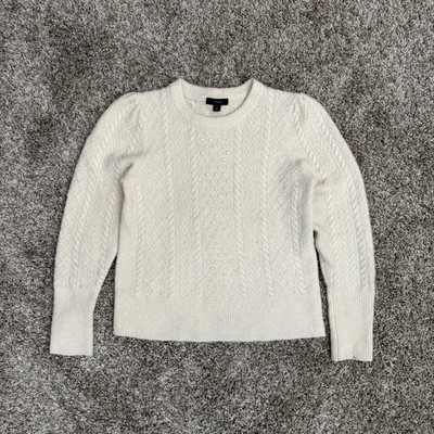 J. Crew Stretch Cable Knit Crewneck Sweater Women s Small Wool Alpaca Blend
