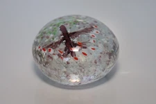 Vintage Handmade Glass Paperweight  Tree of Life Art Design  Clear Dome 3 inch