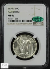 1936 S Bay Bridge Commemorative Silver Half Dollar 50C NGC MS 66 CAC