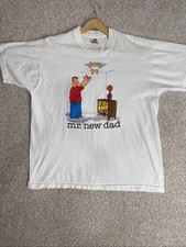 Vintage 90s Y2K Comedy Tee Mr New Dad T-Shirt Fruit Of Loom Size XL Made In USA