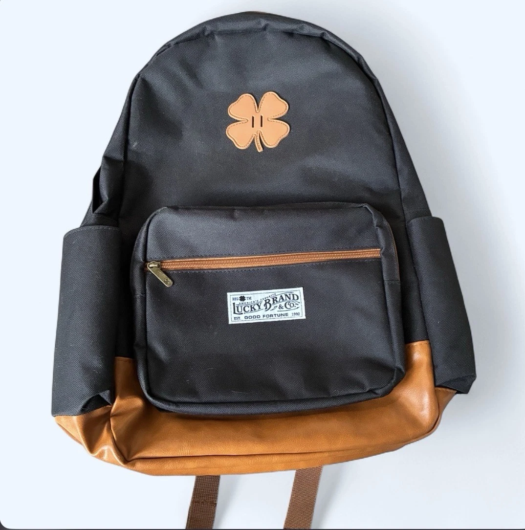 Lucky Brand Black Geometric Pattern Canvas Faux Leather Backpack Lucky Brand Black Geometric Pattern Canvas Faux Leather Backpack main image 4