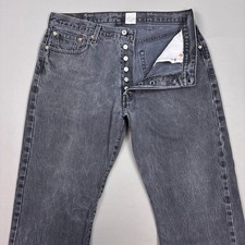 Vintage Levis 501 Jeans Mens 36x30 Black Y2K Button Fly Distressed Tag38x32