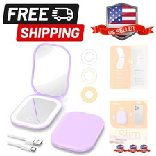 Lighted Compact Mirror with Light and Magnification 1X/3X, Stepless Dimming a...