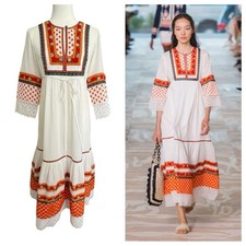 Tory Burch Annalise Peasant Dress Runway 2017 Embroidered Lace Cotton Rare Sz 2