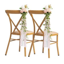 Wedding Chair Decorations Set of 10 Aisle Artificial Flowers White Pink Rose ...