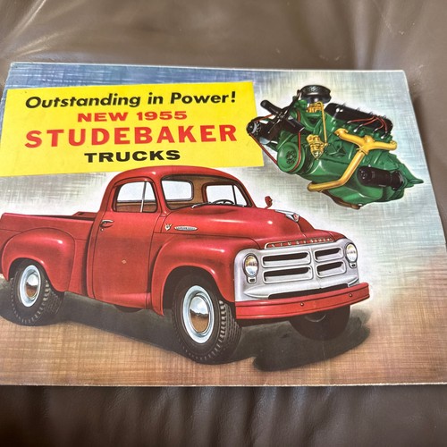 VINTAGE 1955 E SERIES STUDEBAKER TRUCK ILLUSTRATED FOLD OUT POSTER AD BROCHURE